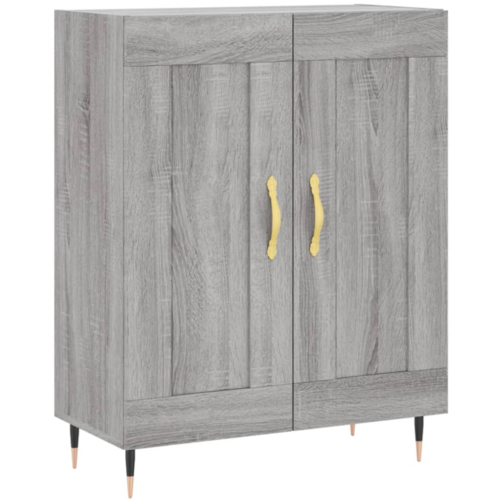 vidaXL 4 Door Grey Sonoma Highboard with Gold Handles Image 6