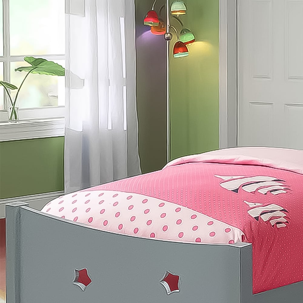 Brooklyn Single Grey Wooden Star Childrens Bed Frame Image 2