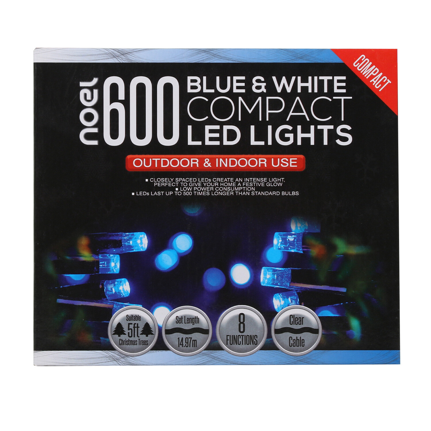 Noel 600 Blue and White LED Compact String Lights Image