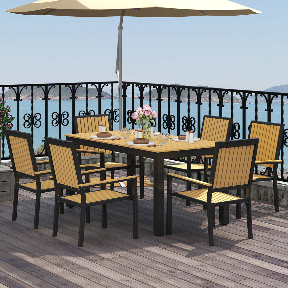 Outsunny 6 Seater Natural Garden Dining Set Image 7