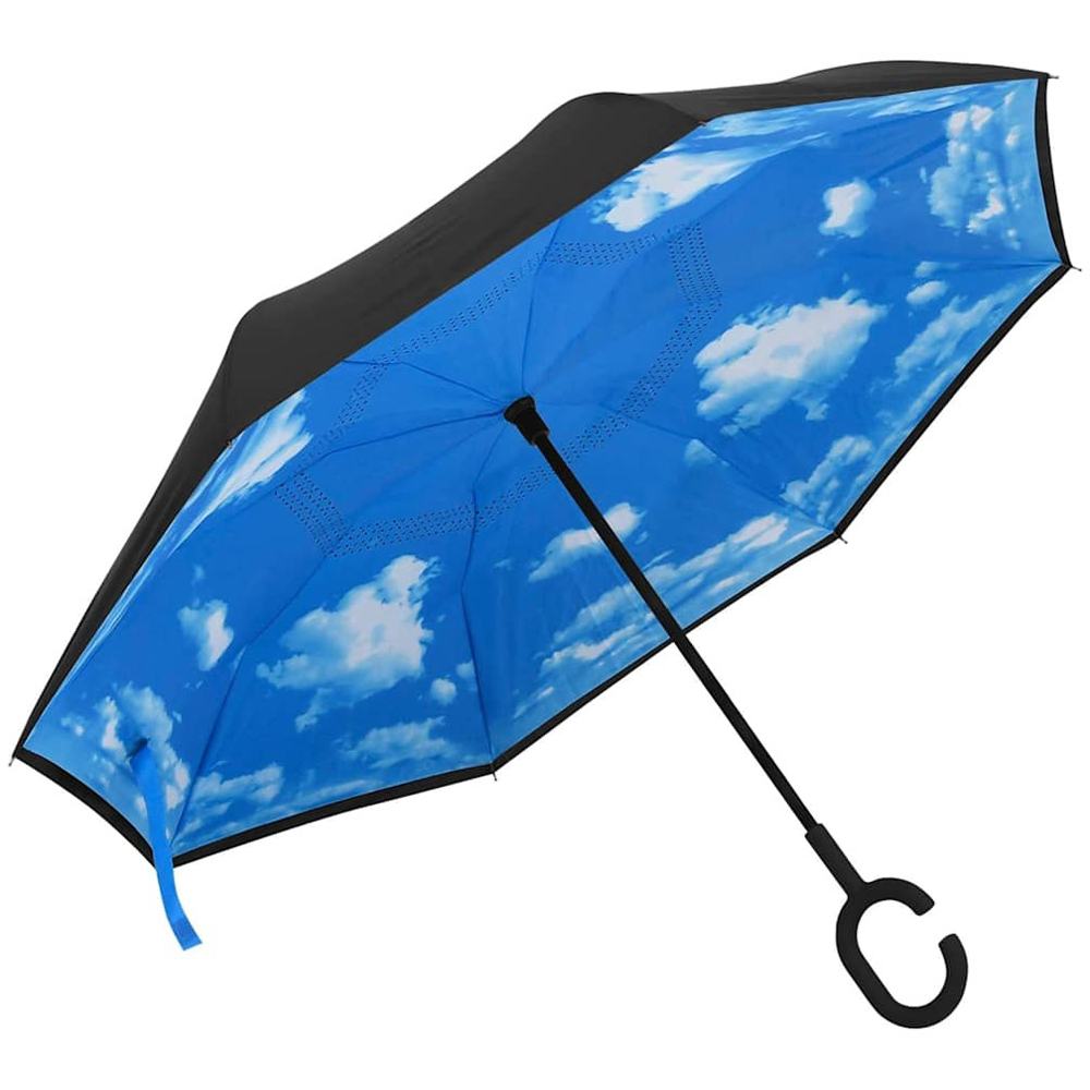 Walplus Black Inverted Foldable Umbrella with C Handle 108cm Image 2