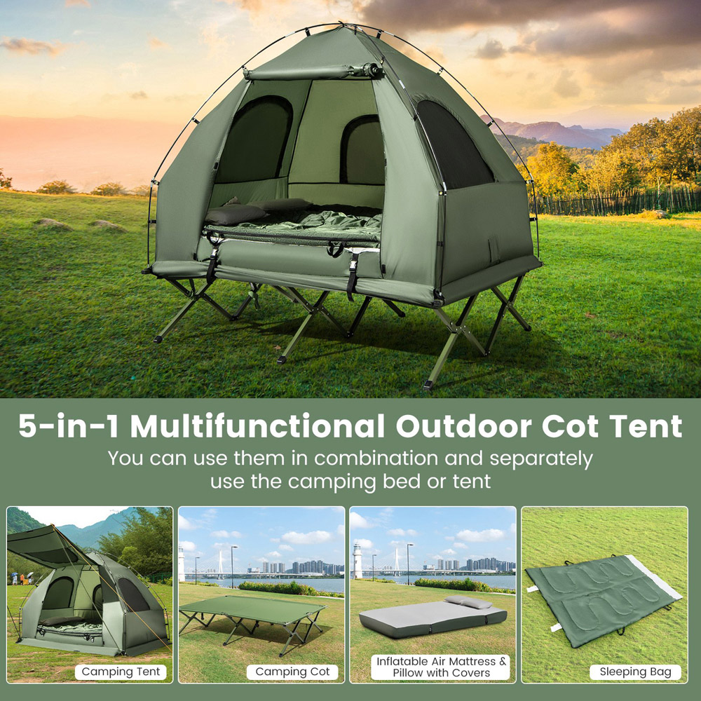 Costway 2 Person Camping Tent with Bed and Sleeping Bag Image 4
