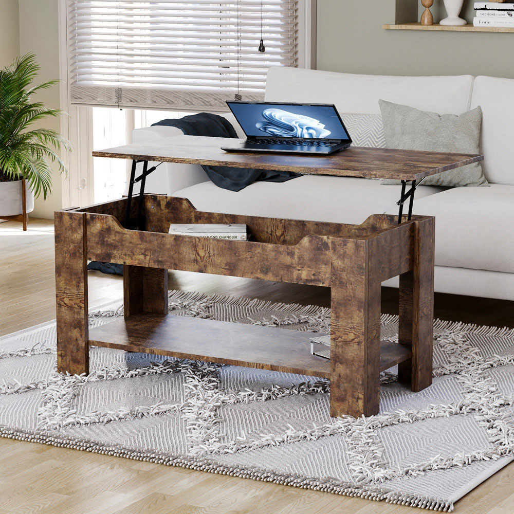Vida Designs Dark Wood Lift Up Coffee Table Image 4
