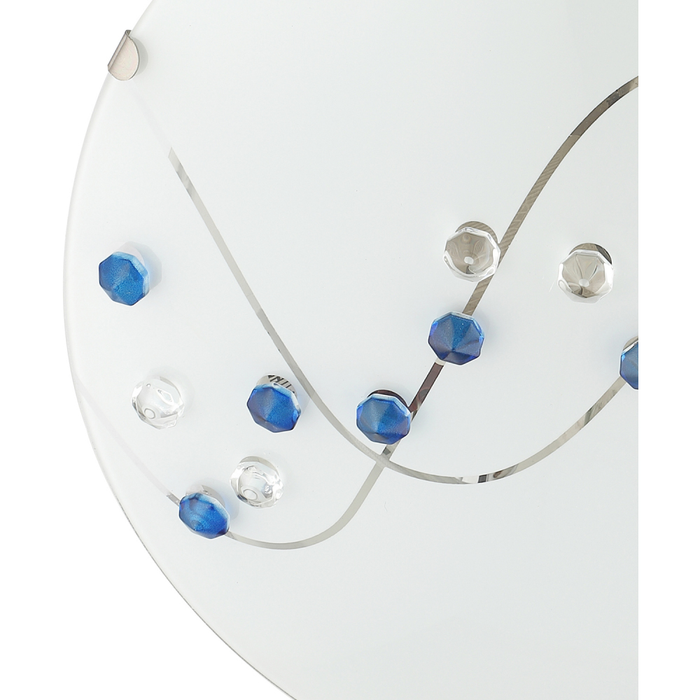 Happy Homewares Round Opal Glass Ceiling Light with Blue and Clear Crystal Buttons Image 4