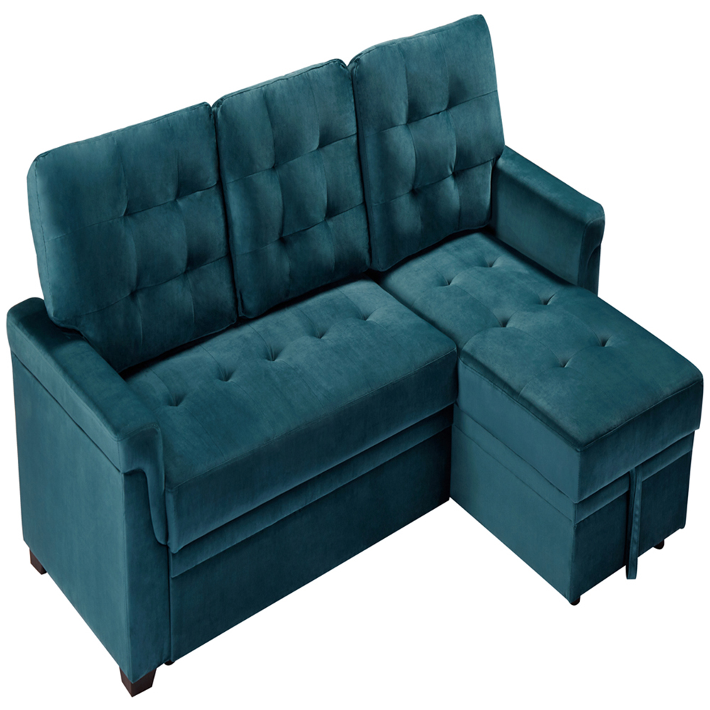 Furniture One 3 Seater Green Corner Storage Sofa Bed Image 3