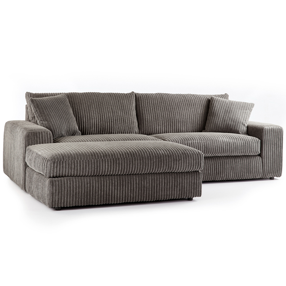 Portland Luciana Luxury 4 Seater Charcoal Jumbo Cord Corner Sofa Image 2