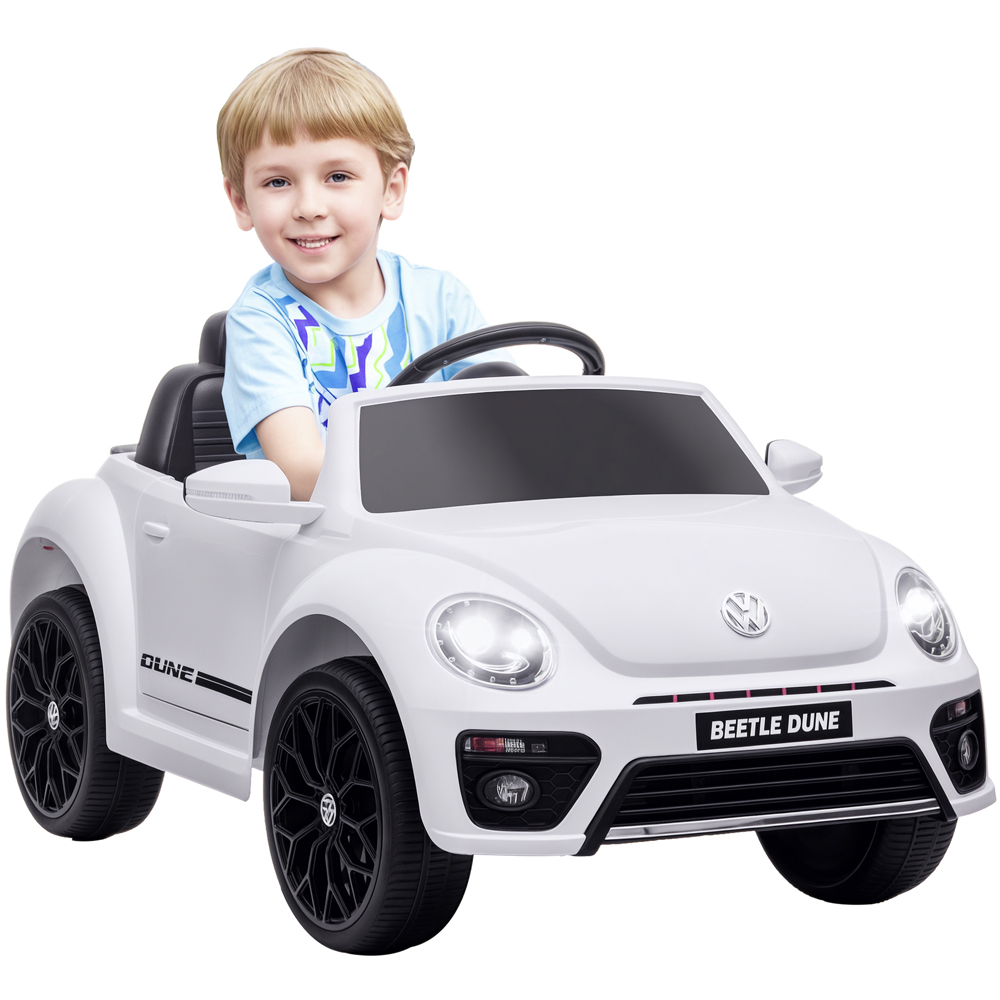 Tommy Toys White Volkswagen Beetle Licensed Ride on Remote Control Car 12V Image 1