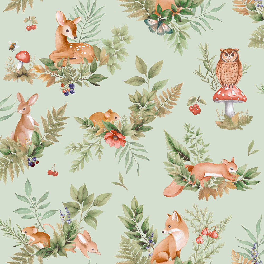 Holden Decor Forest Friends Sage Wallpaper Image 1