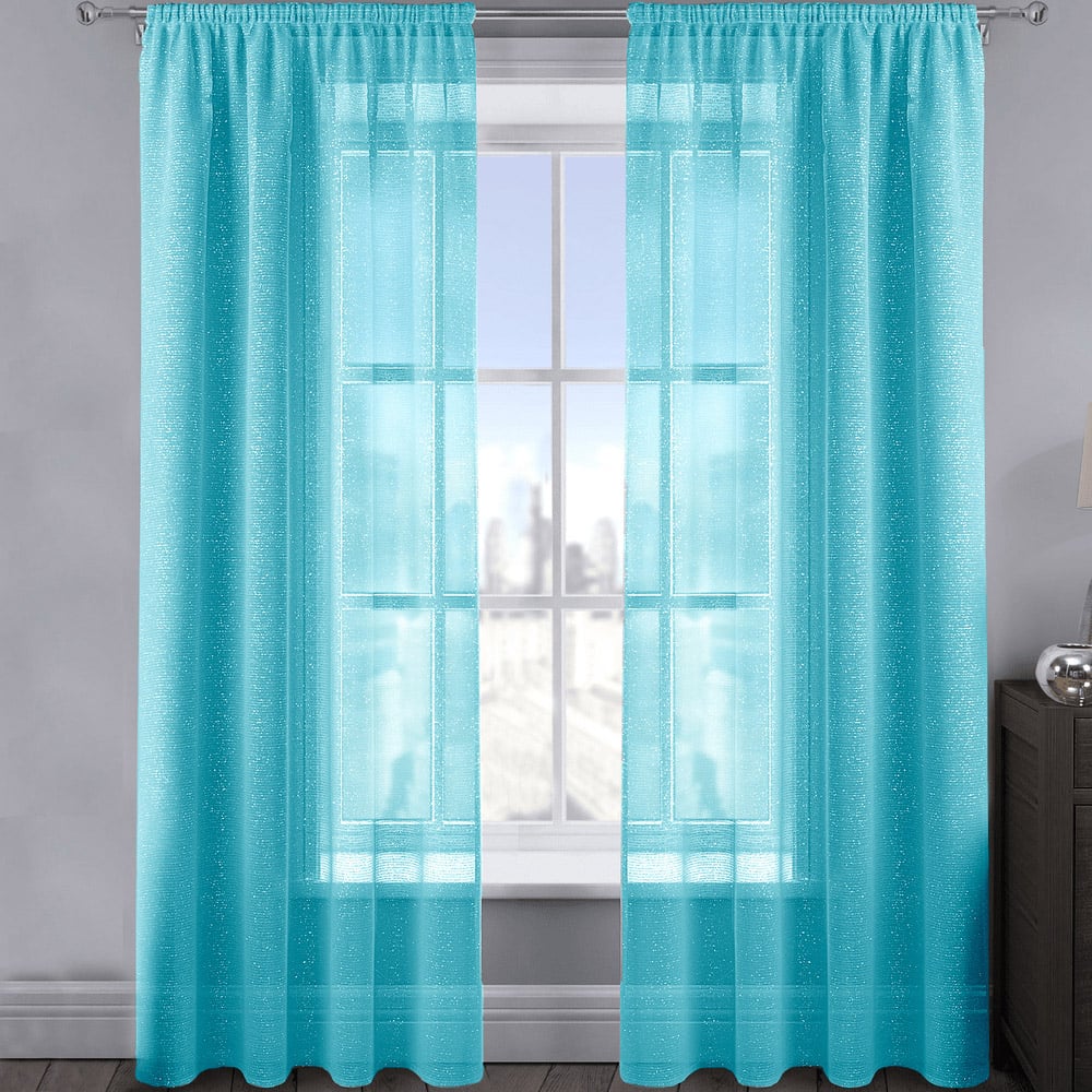 Velosso Alessandria Teal Shimmer Voile Panel Curtain 137 x 137cm Image 1