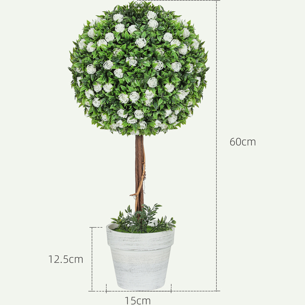 Portland White Rose Flower Artificial Plants in Pot 60cm 2 Pack Image 9