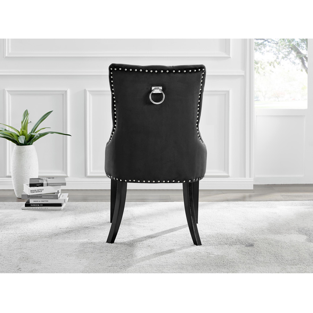 Furniturebox Kennsington Set of 2 Black Velvet Knockerback Dining Chair Image 8