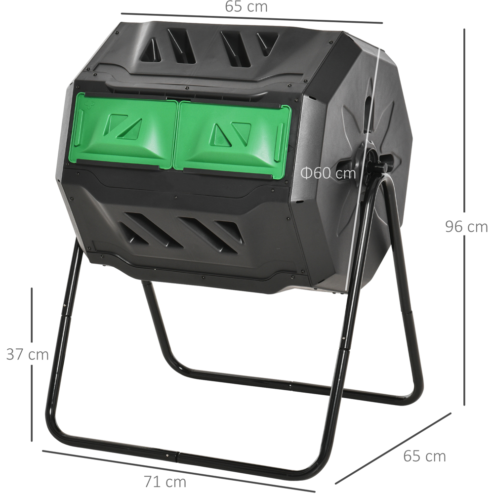 Outsunny 160L Black 2 Chamber Steel Tumbling Garden Compost Bin Image 9