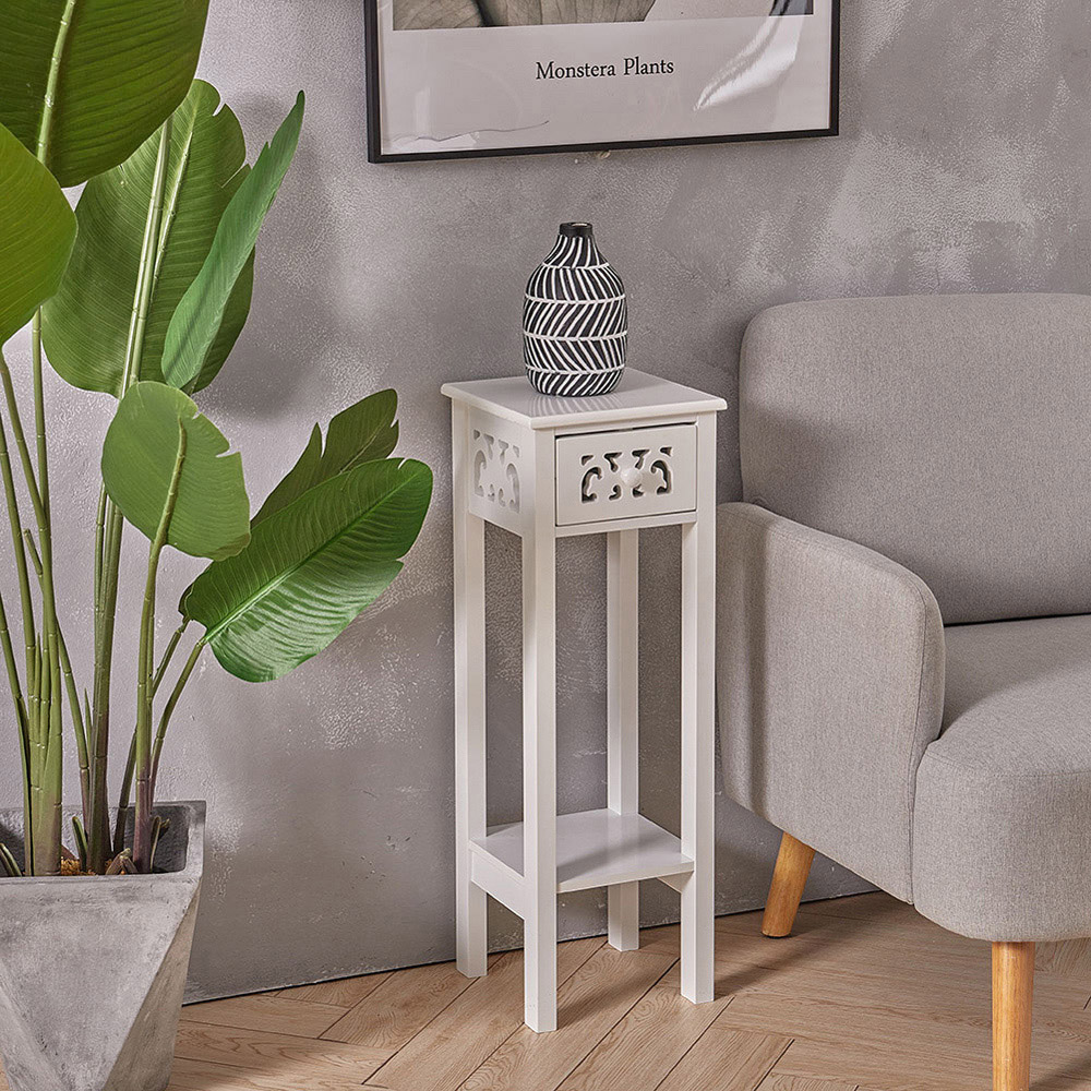 Living and Home Single Drawer Single Shelf French Style Slim Side Table Image 8