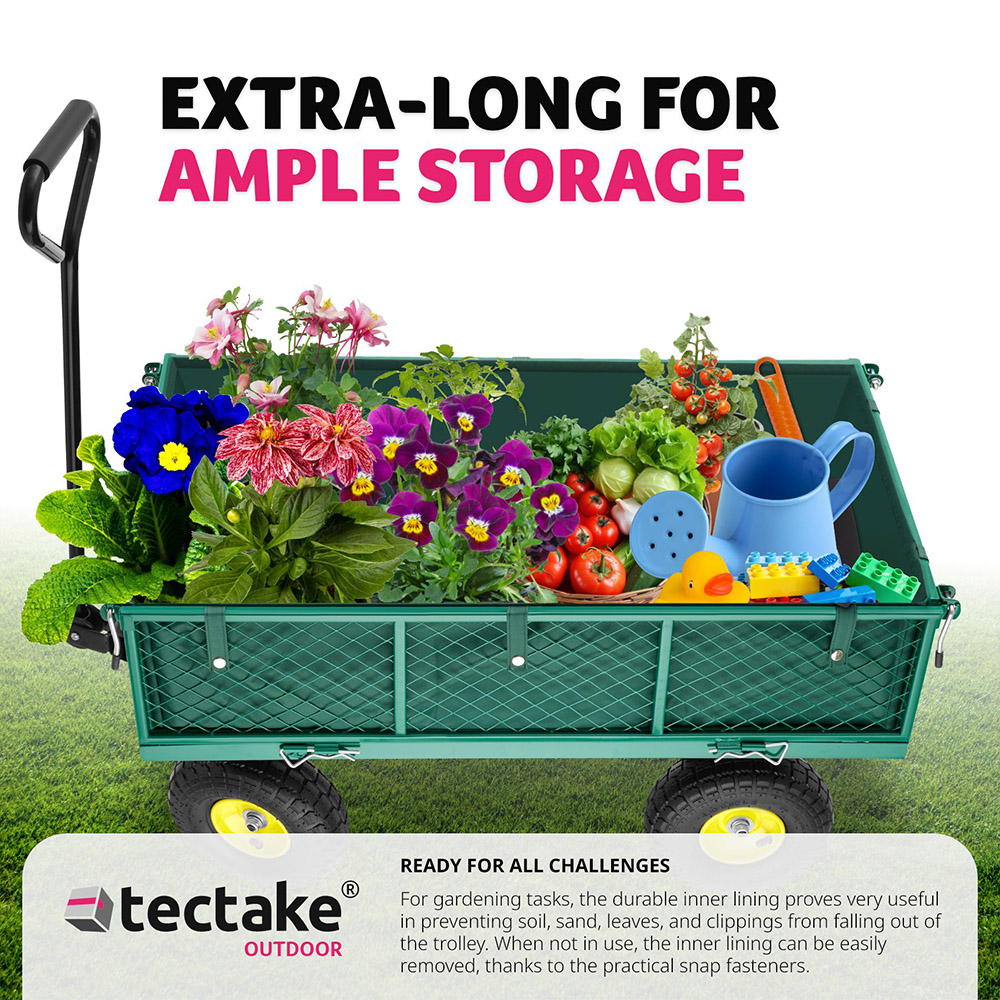 tectake Foldable Side Walls Steering Axle Garden Trolley with 350kg Load Capacity Image 8