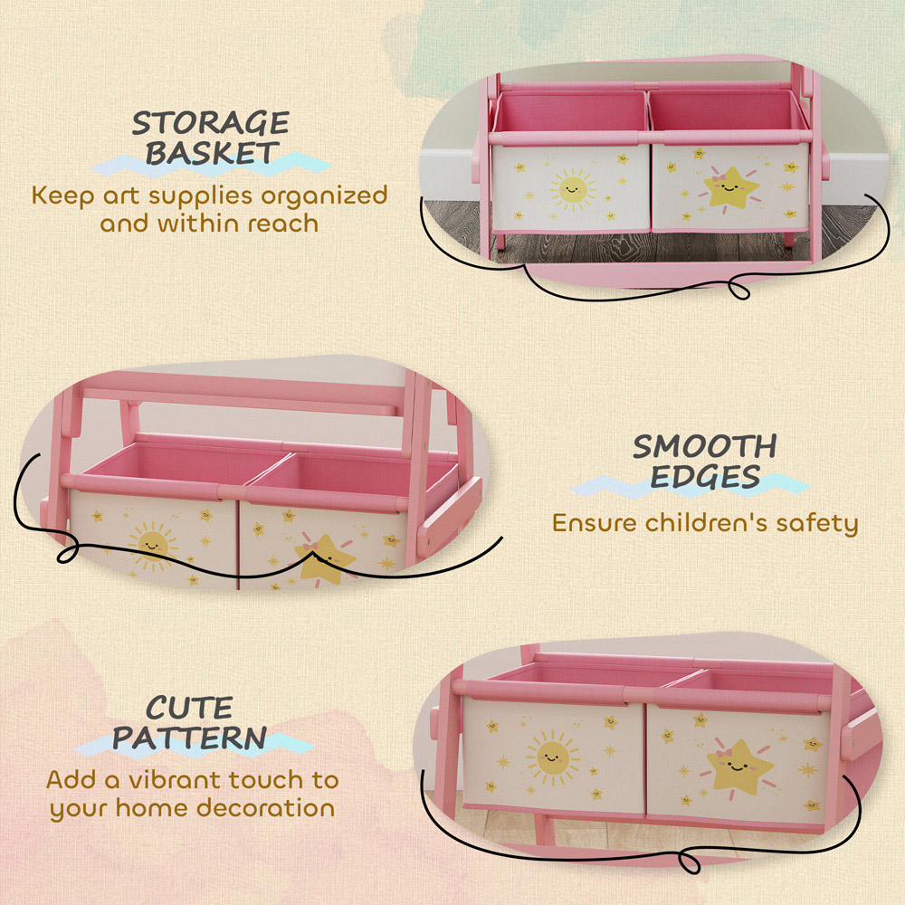 Tommy Toys 3-in-1 Kids Pink Double Sided Easel with Paper Roll and Storage Box Image 7