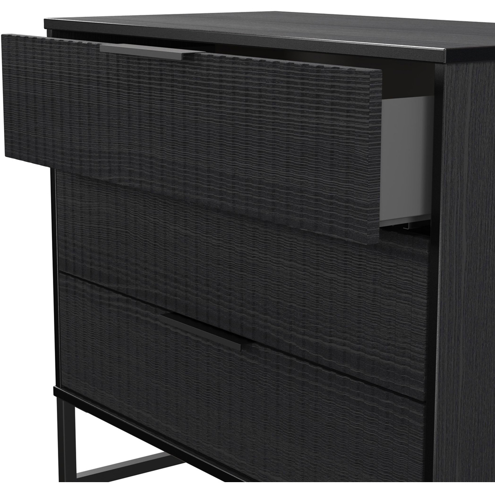 Crowndale Fluted 3 Drawer Black Ash Chest of Drawers Ready Assembled Image 6