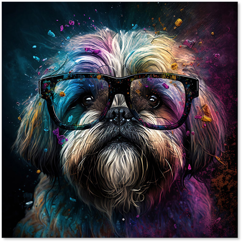 Warren Reed Designer Lhasa Apso Dog Face Splashart Glass Kitchen Splashback 60 x 60cm Image 2
