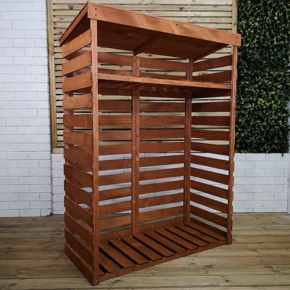 Samuel Alexander 156 x 117cm Large Wooden Garden Patio Log Store Shed with Shelf Image 3