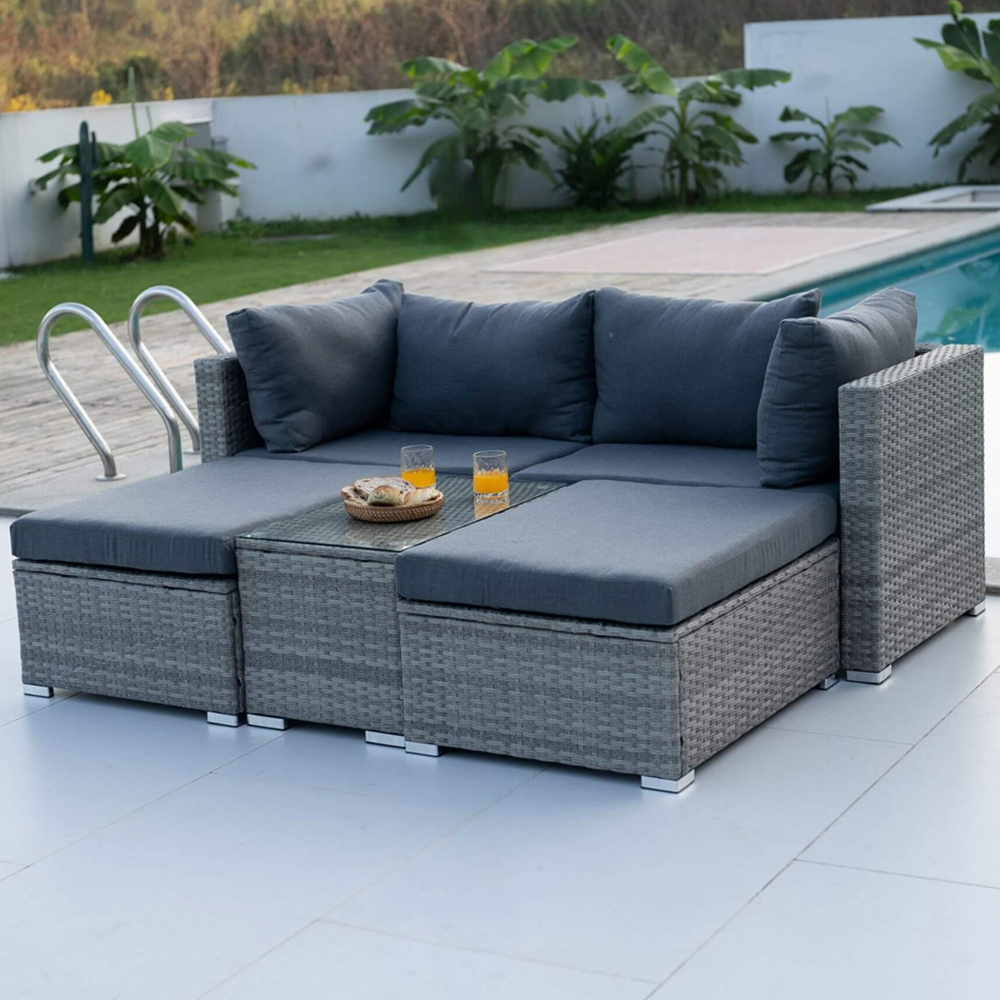 Home Source Solara 4 Seater Grey Garden Lounge Set Image 1