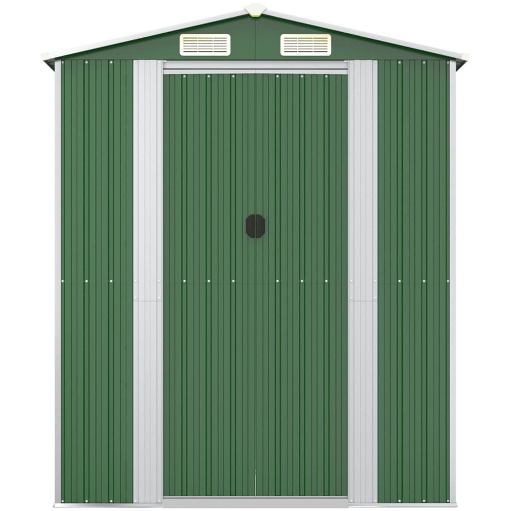 vidaXL 6.3 x 6.3ft Green Galvanised Steel Apex Garden Shed Image 4