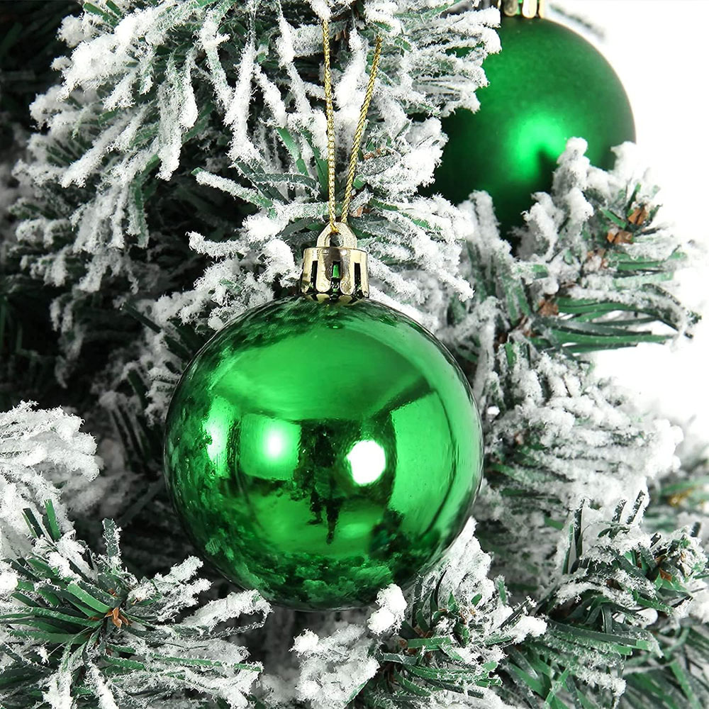 Shatchi 6cm Dark Green Shatterproof Christmas Baubles 6 Pack Image 3