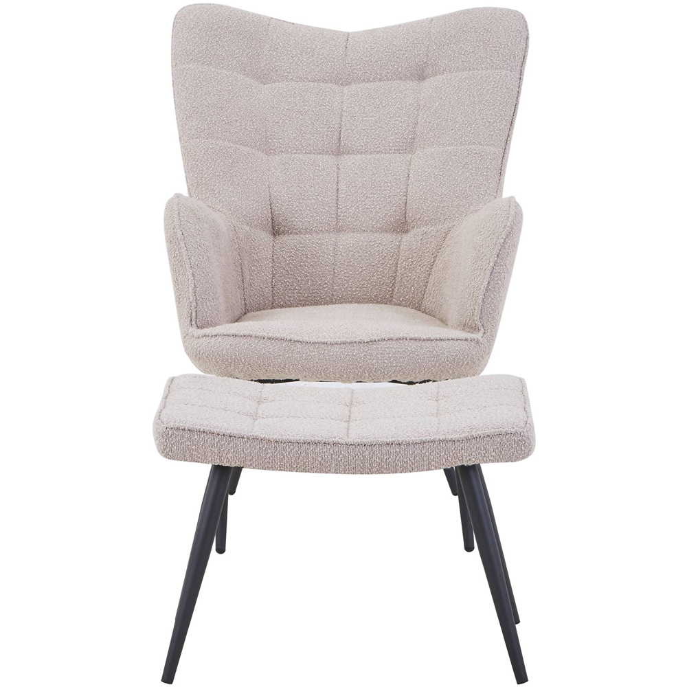 Paris Boucle Light Brown Armchair and Footstool Set Image 5