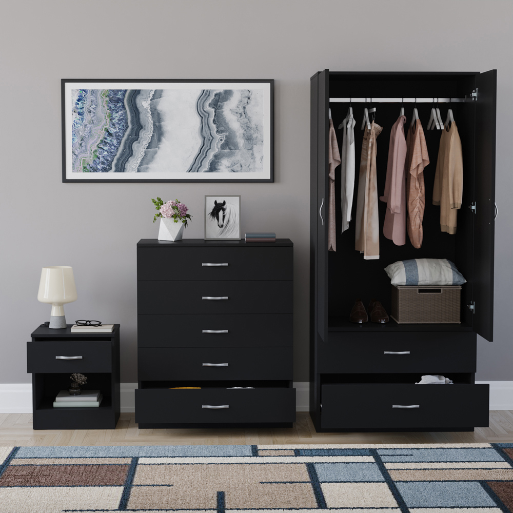 VIDA DESIGNS Riano Black 3 Piece Bedroom Furniture Set Image 3