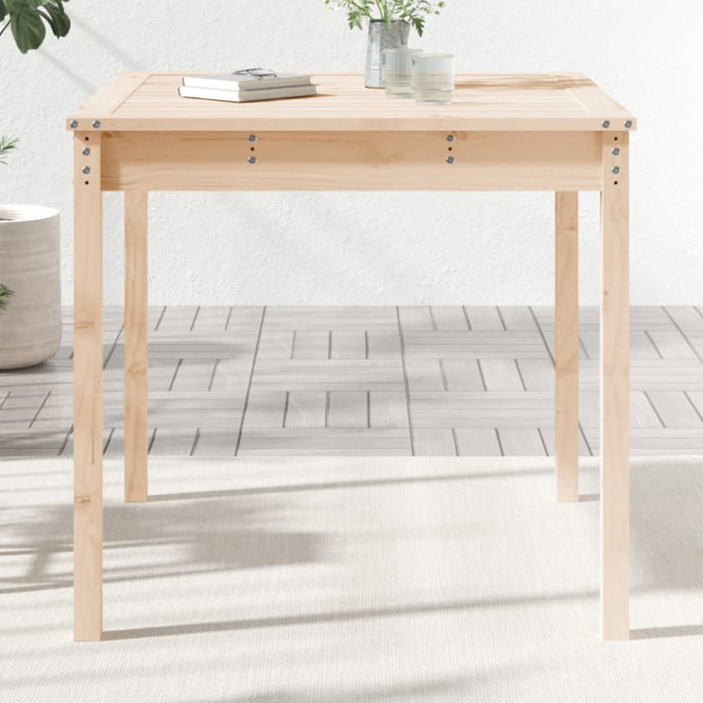 vidaXL 2 Seater Solid Pine Wood Garden Dining Table Natural Image 1