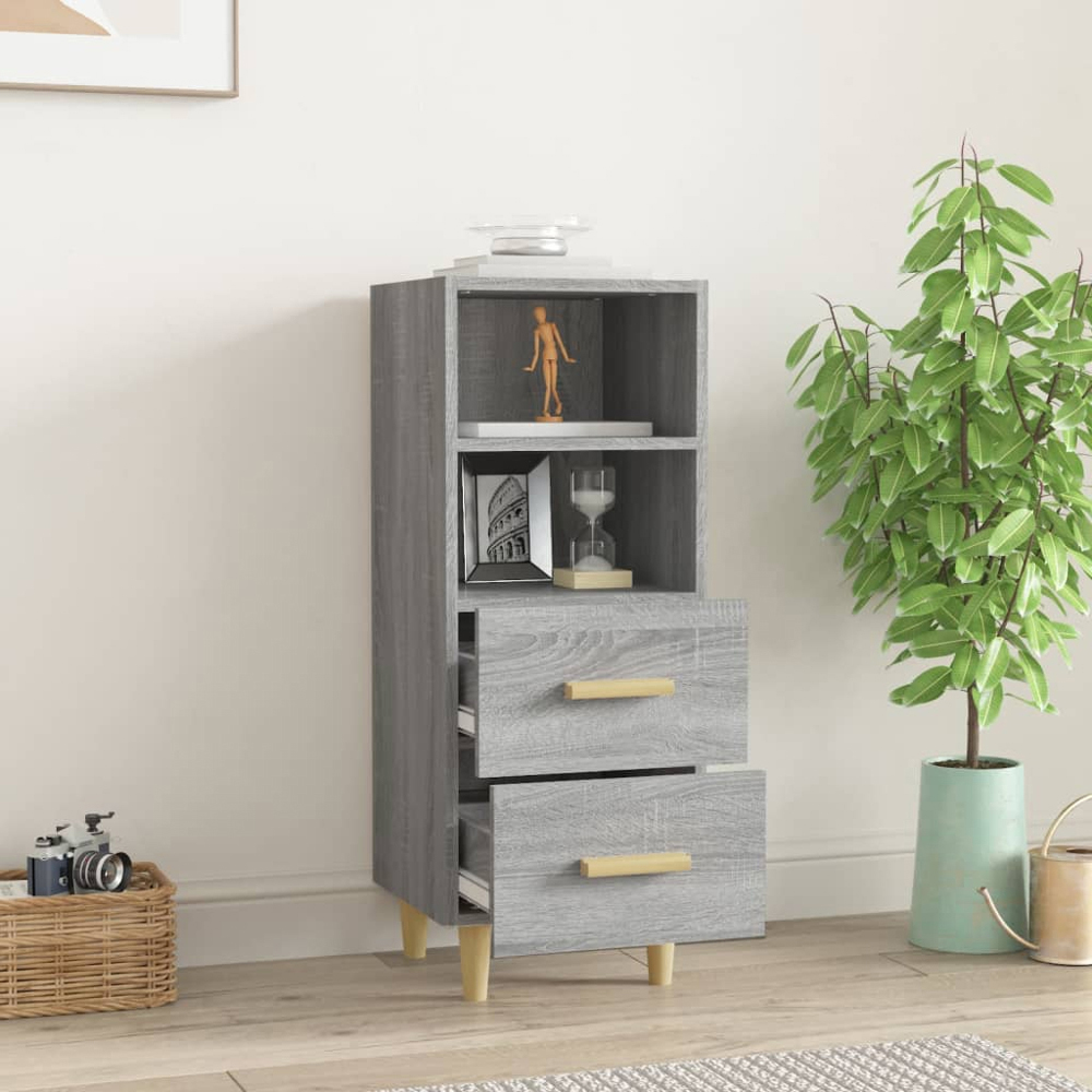 vidaXL 2 Drawer 2 Shelf Grey Sonoma Sideboard Image 7