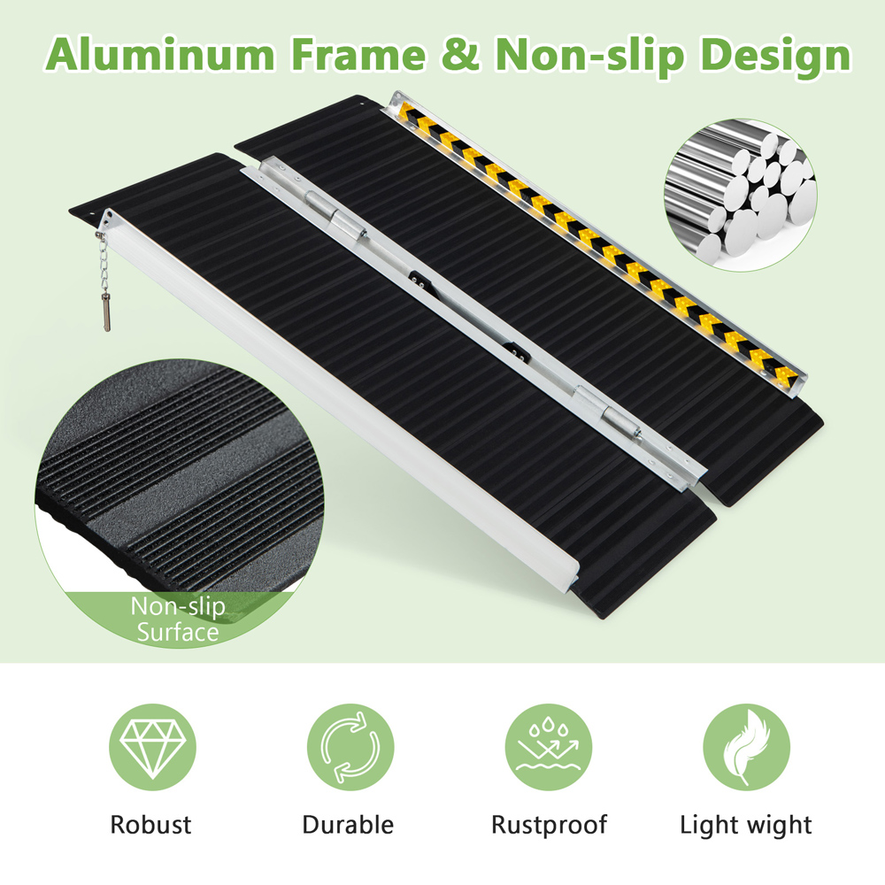 Costway Portable Aluminium Wheelchair Ramp with Transition Plate 3ft Image 3