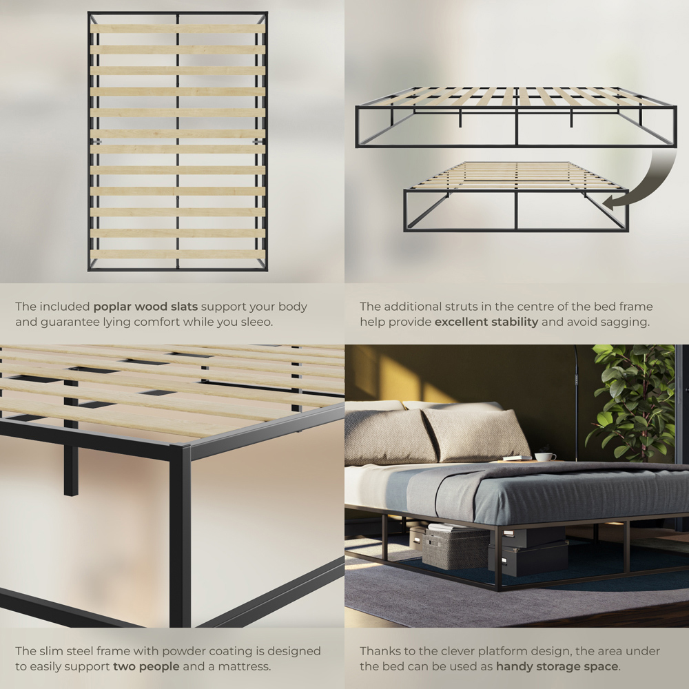 tectake Kyoto Double Steel Bed Frame Image 5