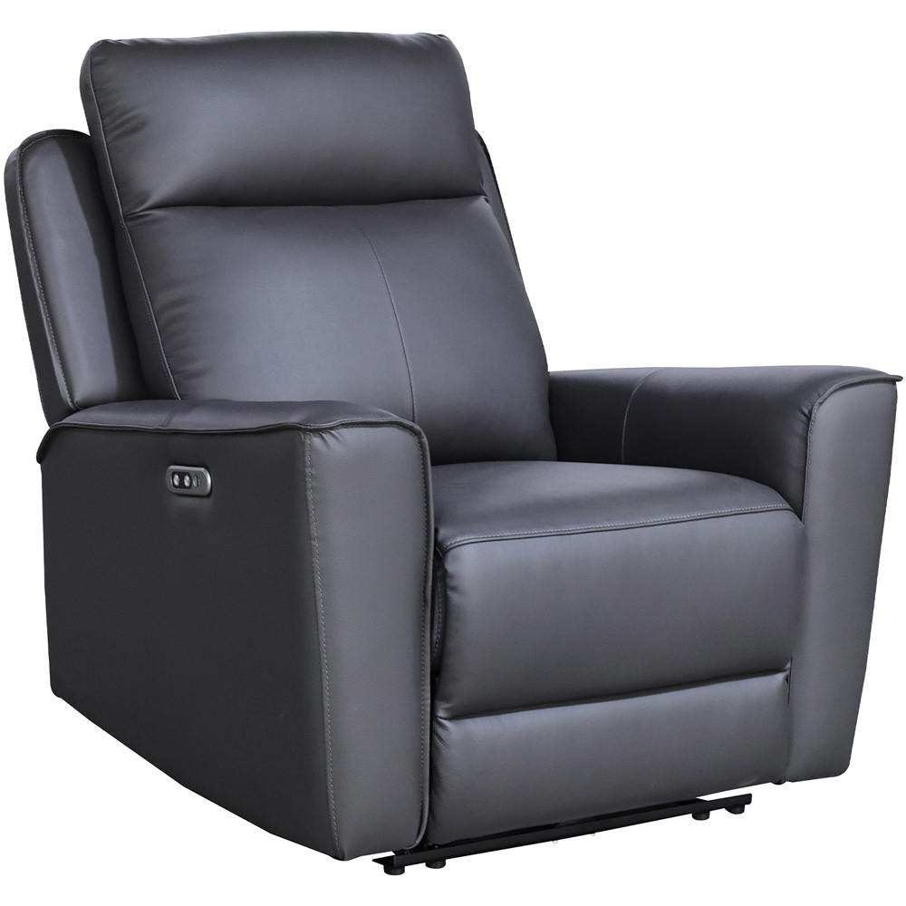 Aspire Elmhurst Charcoal Leather Power Recliner Armchair with USB and USB-C Charging Image 2