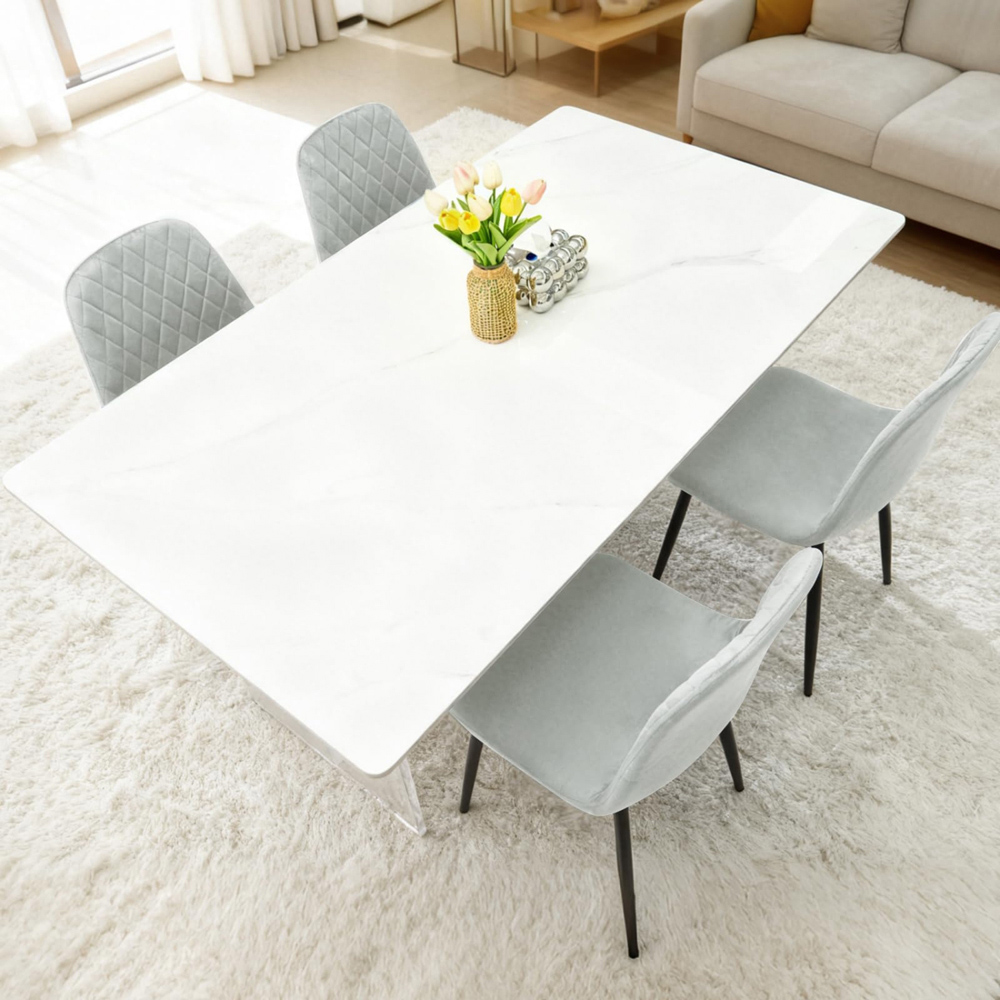 Alivio Set of 4 Grey Velvet Dining Chair Image 4