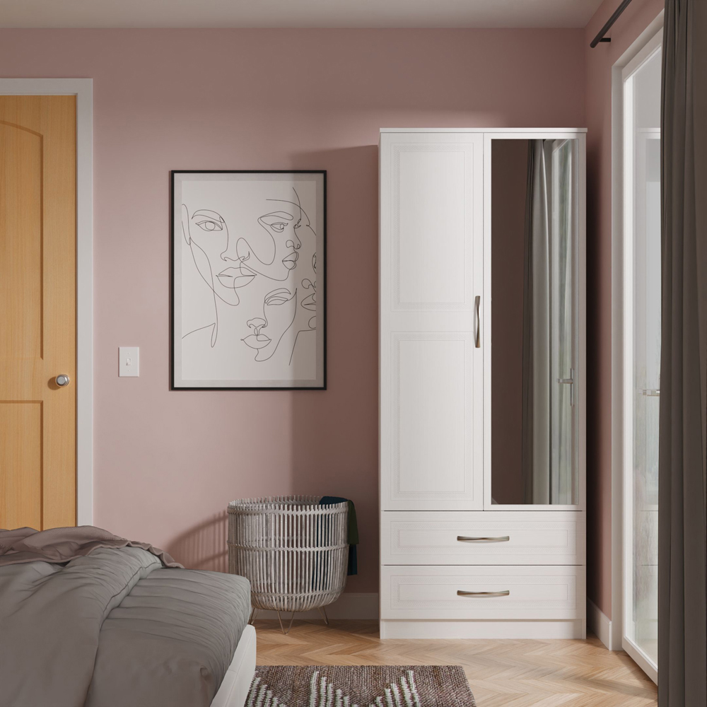 Crowndale Dorset 2 Door 2 Drawer Signature White Mirrored Wardrobe Ready Assembled Image 9