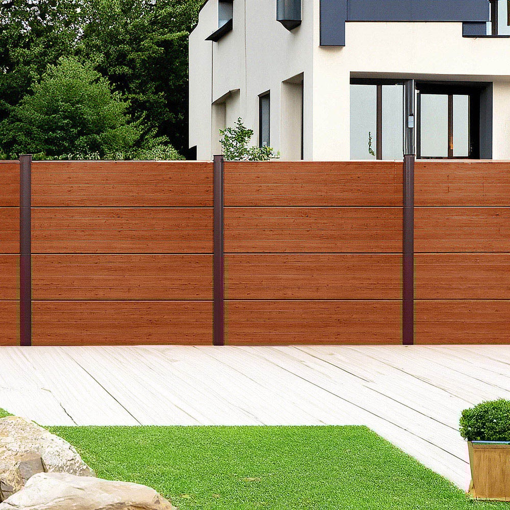 Endurofence Golden Oak 1830 x 2000mm Multi Rib Maintenance Free Fence Panel Image 1