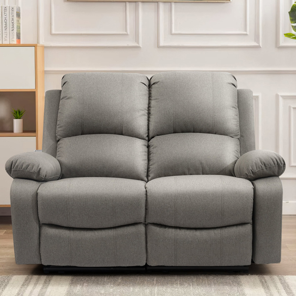 Brooklyn 2 Seater Light Grey Luxury Linen Manual Recliner Sofa Image 1