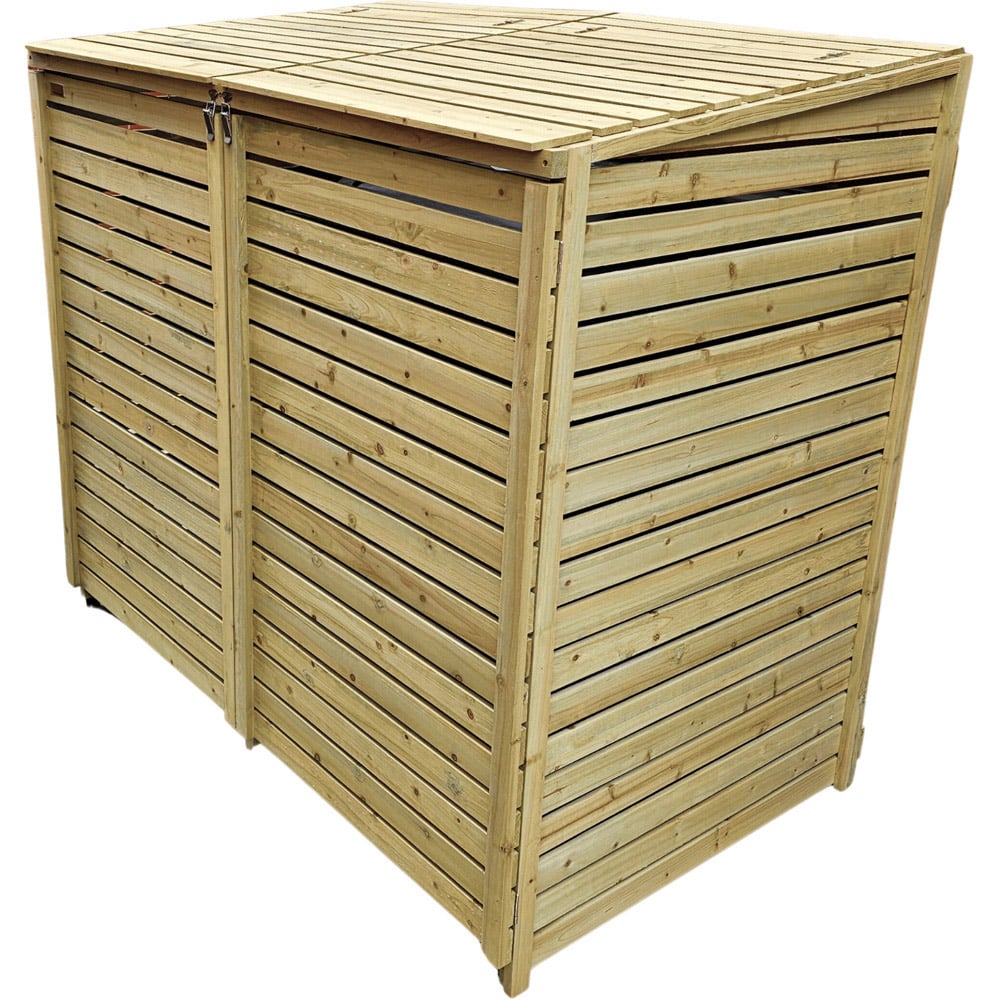 Samuel Alexander 134 x 122cm Large Wooden Double Wheelie Bin Shed Image 1