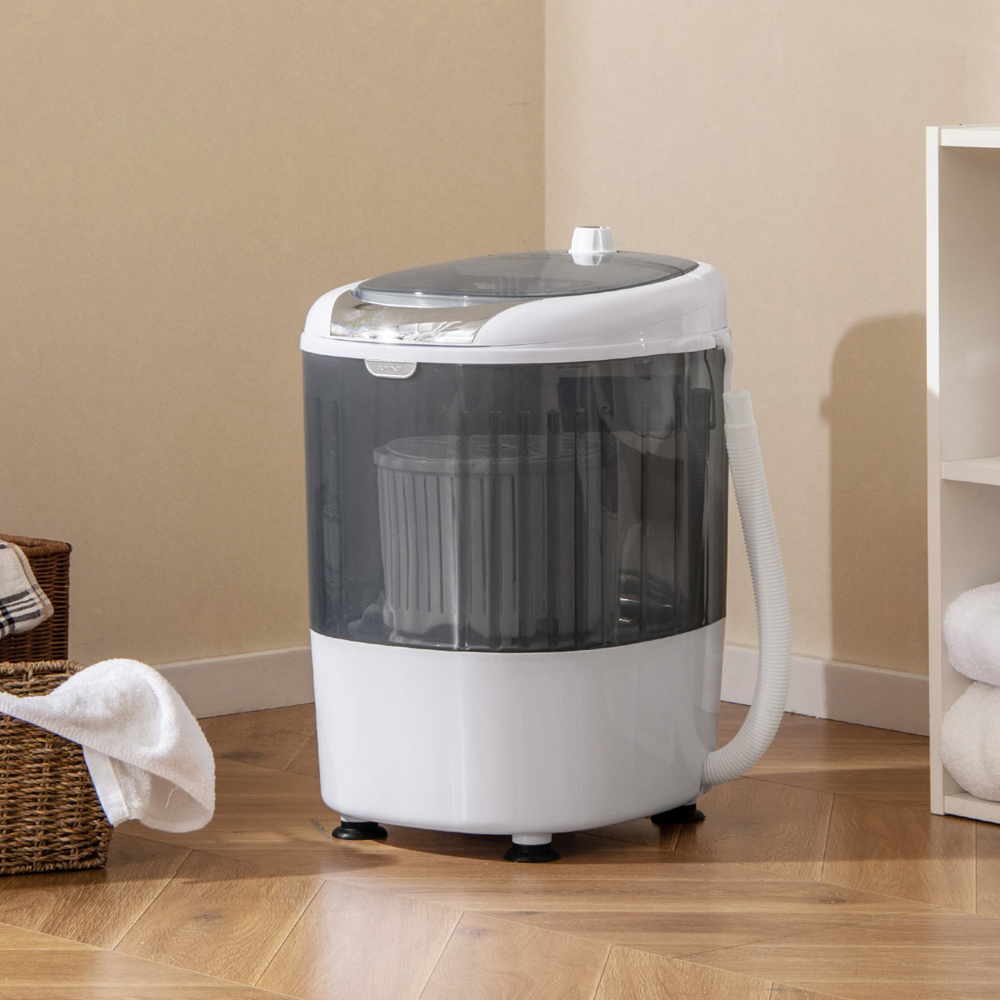 Costway Grey 2 in 1 Mini Single Semi-automatic Tub Washer Spin Dryer Image 2