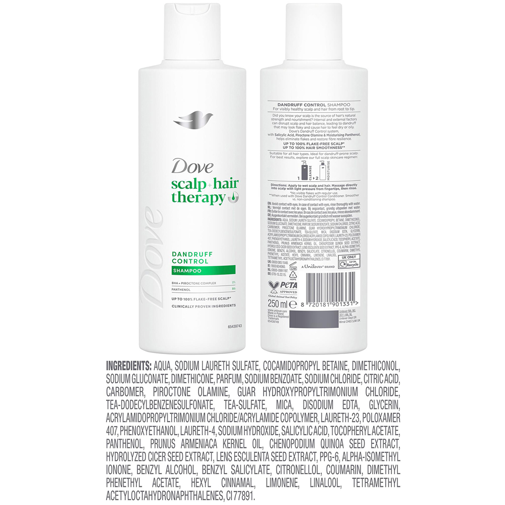 Dove Scalp+Hair Therapy Dandruff Control Salicylic Acid Shampoo 250ml 6 Pack Image 6