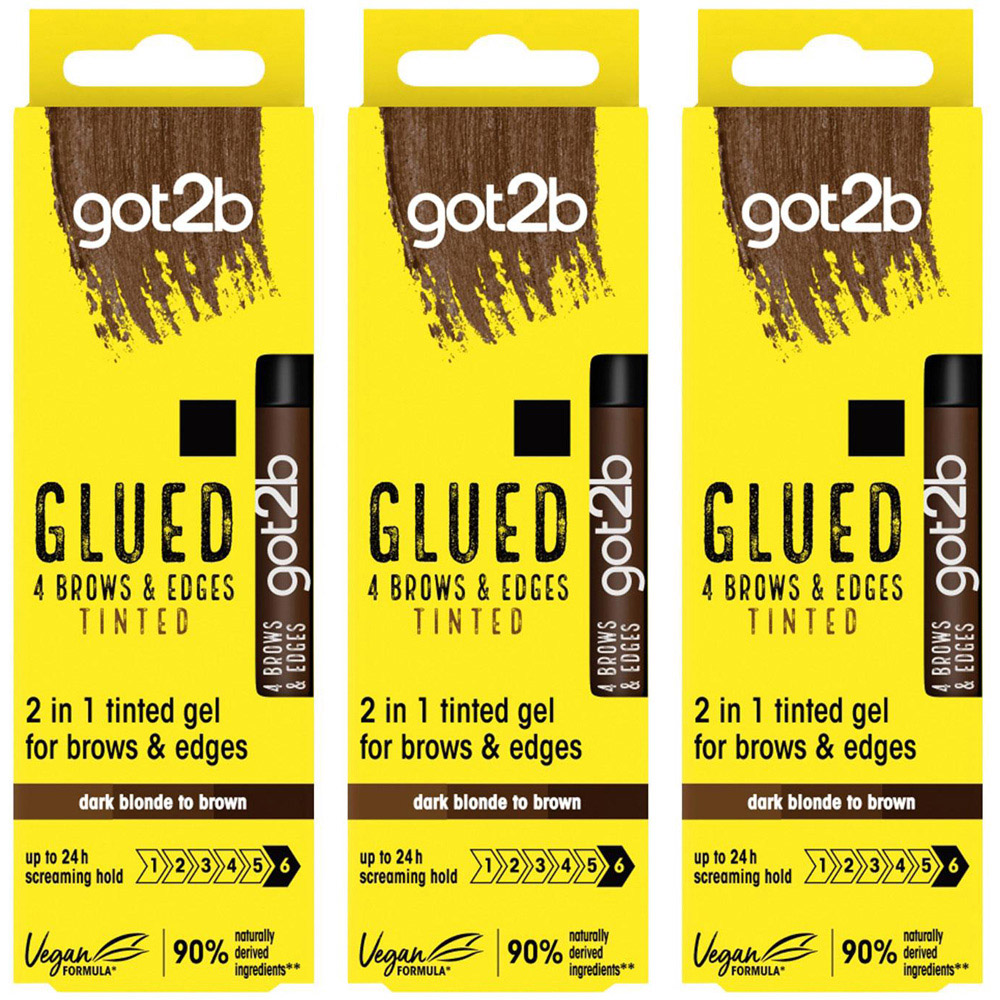 Got2b GEL Glued B & E Tint Dark Brown Strong Hold Tame Flyaways Brow Styling Gel 16ml 6 Pack Image 3