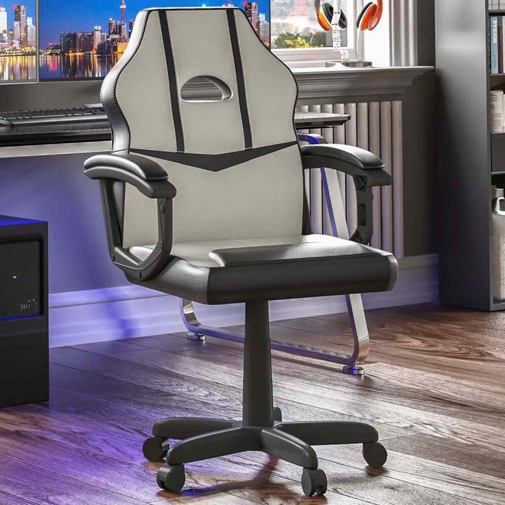Vida Designs Comet White and Black Swivel Office Chair Image 1