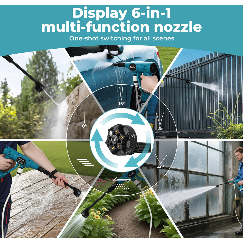 Traderight HW0297-UK 50 Bar Cordless Handheld Pressure Washer with 2 Batteries and Accessories Image 5
