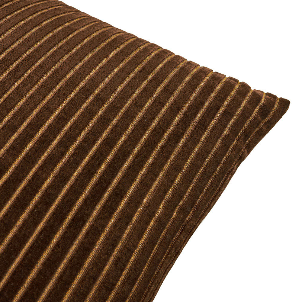 Paoletti Savoy Stripe Chocolate Velvet Cushion 50 x 50cm Image 3