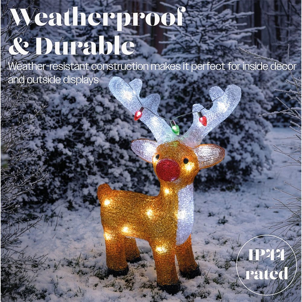 Xmas Haus 21 White LED Acrylic Deer Christmas Decoration 40cm Image 4