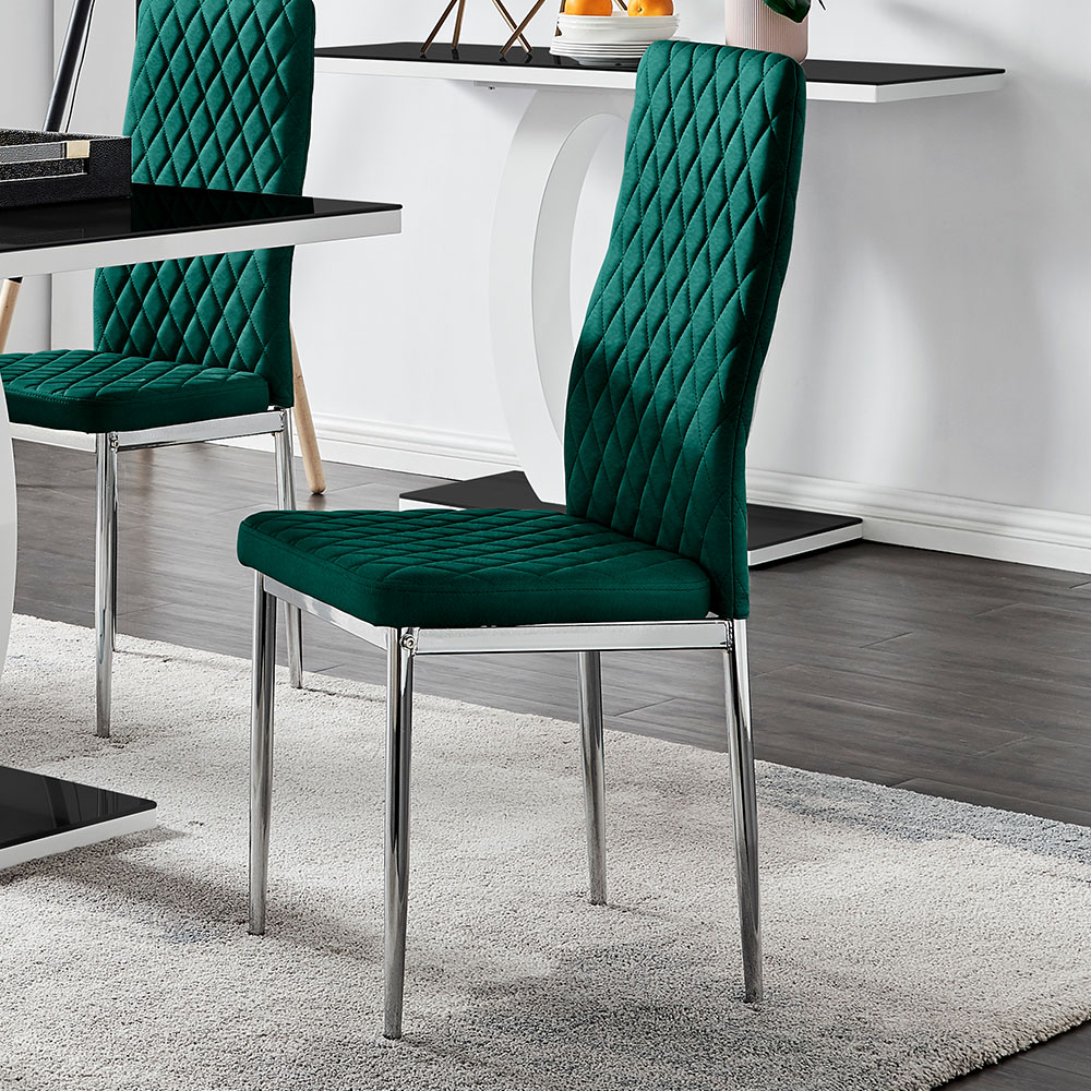 Furniturebox Lucia Valera 4 Seater Dining Set Black Gloss Green and Chrome Image 3