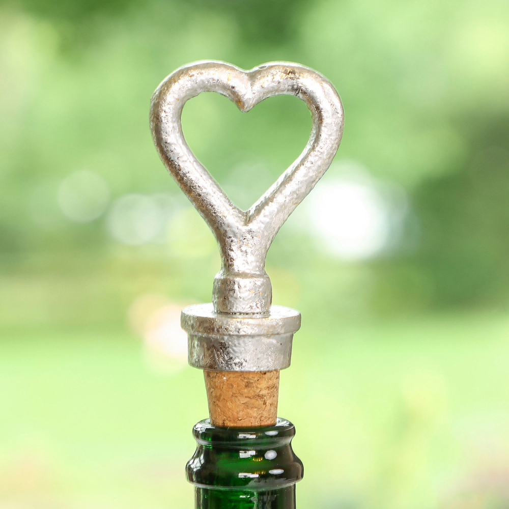 Dibor Silver Heart-Shape Bottle Stopper Image 2
