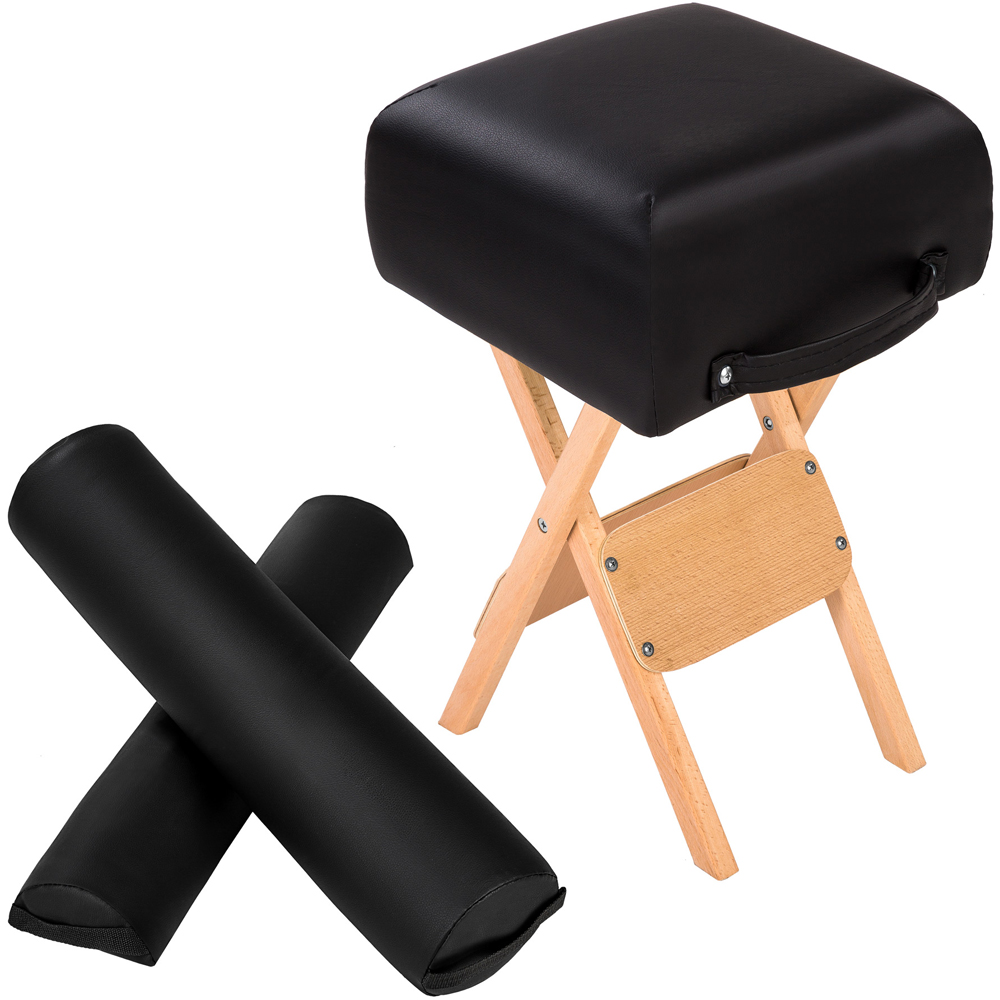 tectake Black Stool and Bolster Cushion Set Image 3