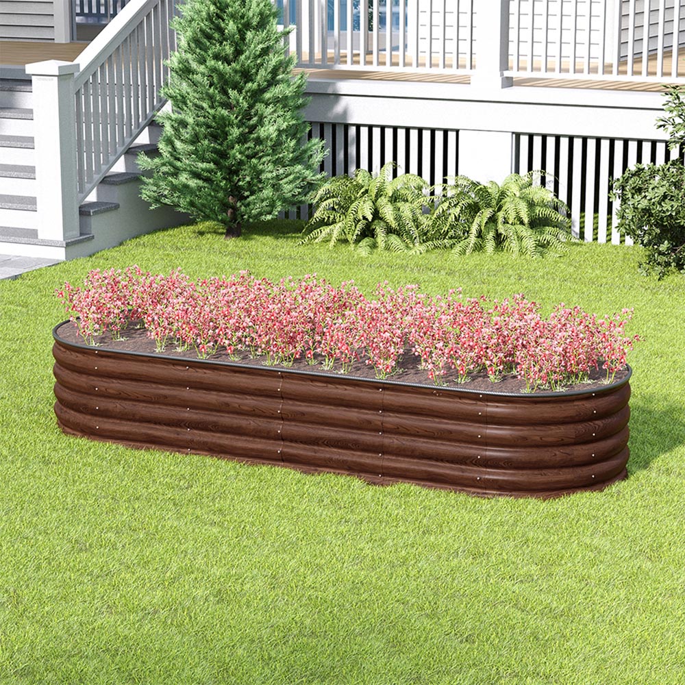 Living and Home Large Brown Galvanised Steel Raised Garden Bed 42 x 80 x 240cm Image 2