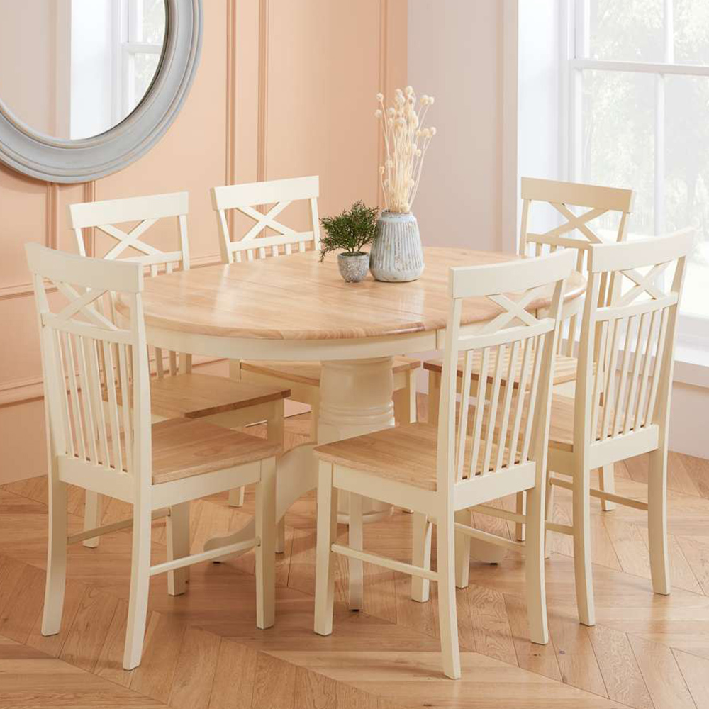 Chatsworth 6 Seater Round Extending Dining Set Oak Image 1