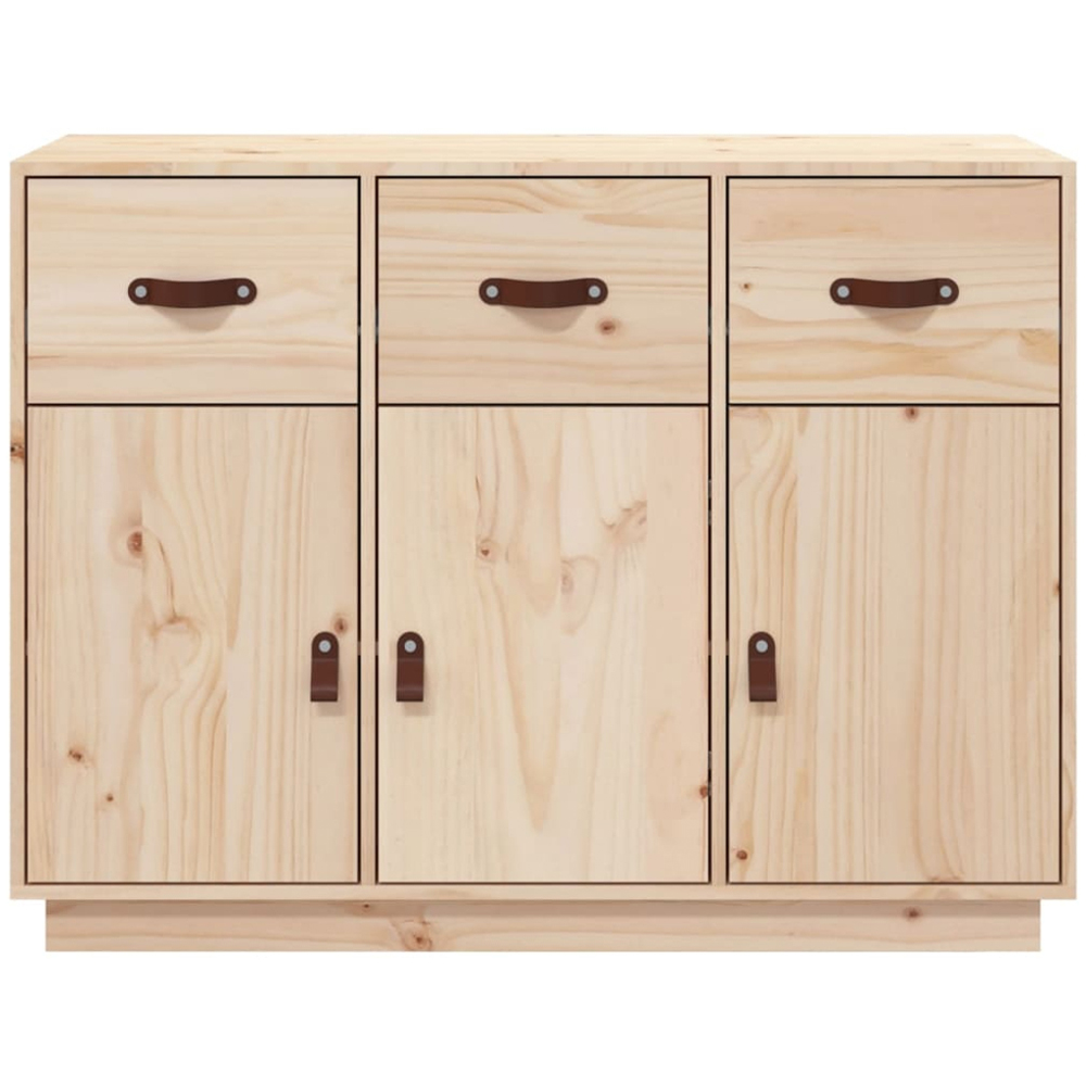 vidaXL 3 Door 3 Drawer Natural Solid Pine Wood Sideboard Image 6